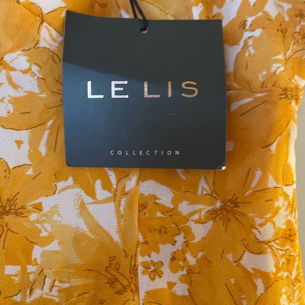 LELIS orange flower mini dress cap sleeves XS